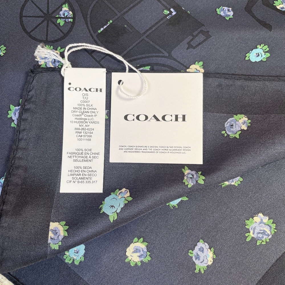 Horse And Carriage Tea Rose Print Silk Bandana from Coach - Picture 4 of 7